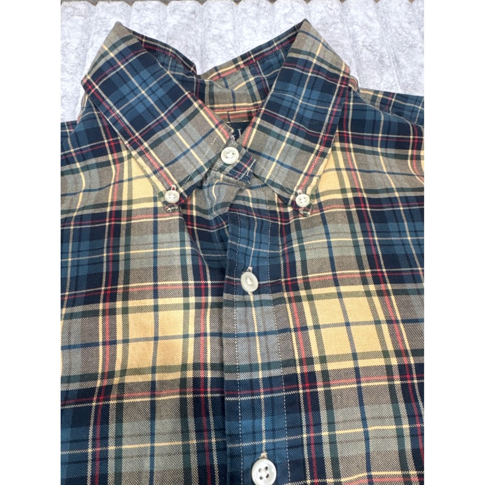 Ralph Lauren Classic‎ Fit Plaid Button Down Shirt Mens Medium Blue Yellow Red